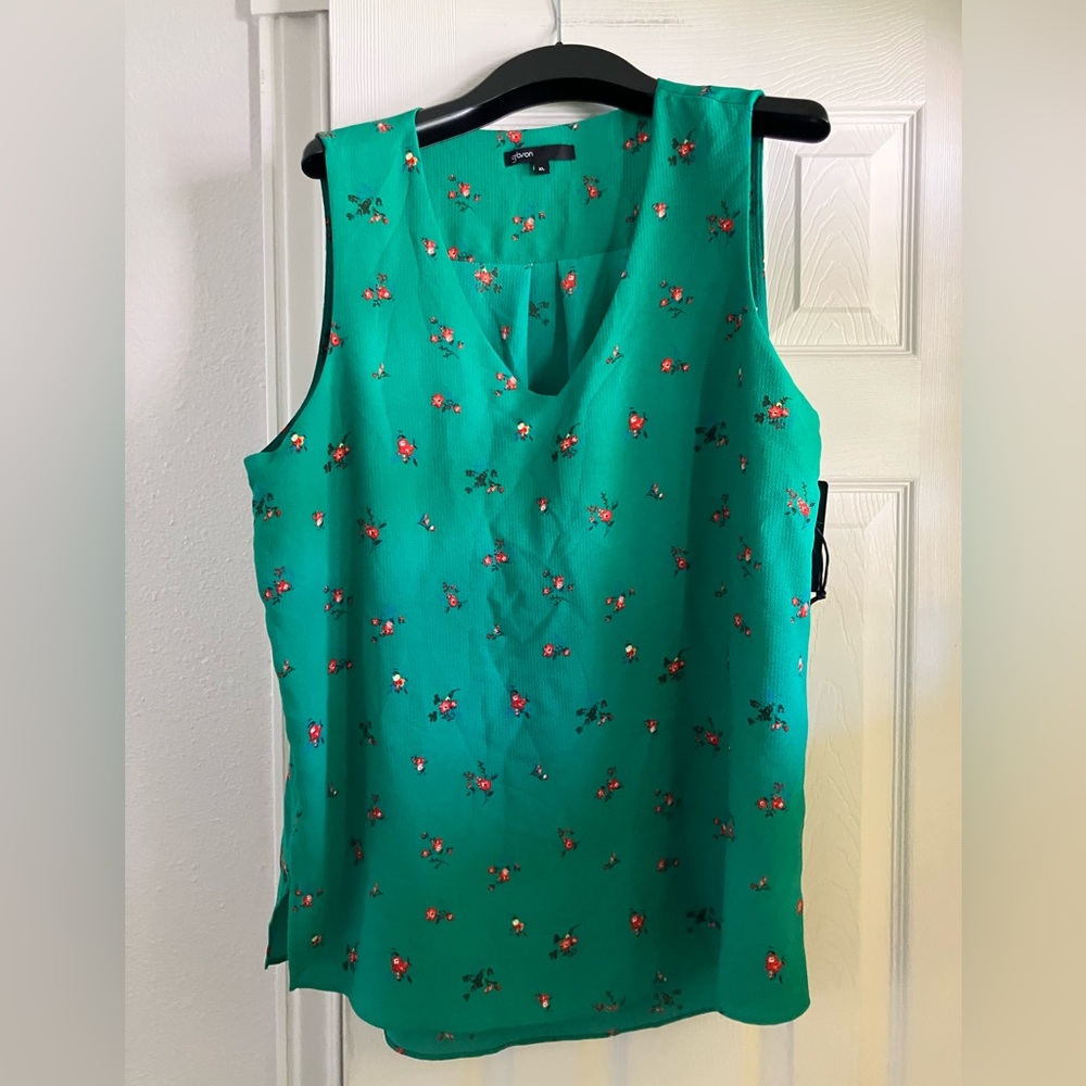 Gibson Emerald Green Floral Tank Blouse NWT
